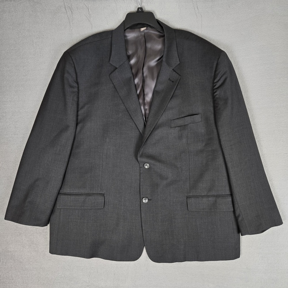 Oak Hill Premium Blazer Mens 56R Charcoal Gray‎ Wool Stretch Sport Coat